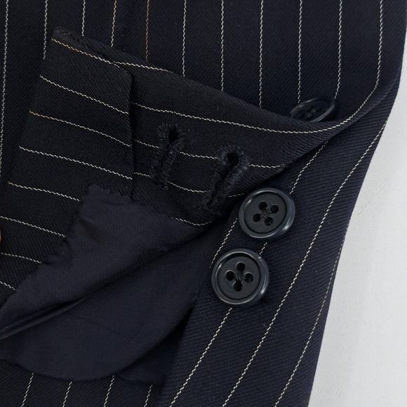 Leonard Logsdail Mens 38L Navy Blue Pinstripe 2 Piece Suit 31x31 Bespoke Style - Picture 8 of 16